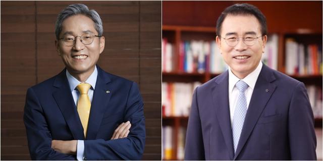 윤종규 KB금융 회장(왼쪽), 조용병 신한금융 회장.