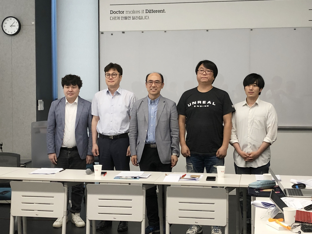 From left are Shim Jae-youn, research project director of Korea Academic Society of Games, Ha Yang-soo, director of Korea Internet PC Culture Association, Wi Jong-hyun, chairman of the committee against the domestic adoption of ICD-11, Kim Hyun-gyu, executive vice chairman of Korea Mobile Game Association and Hwang Hee-doo, chairman of Youth Culture Forum (Lim Jeong-yeo/The Korea Herald)