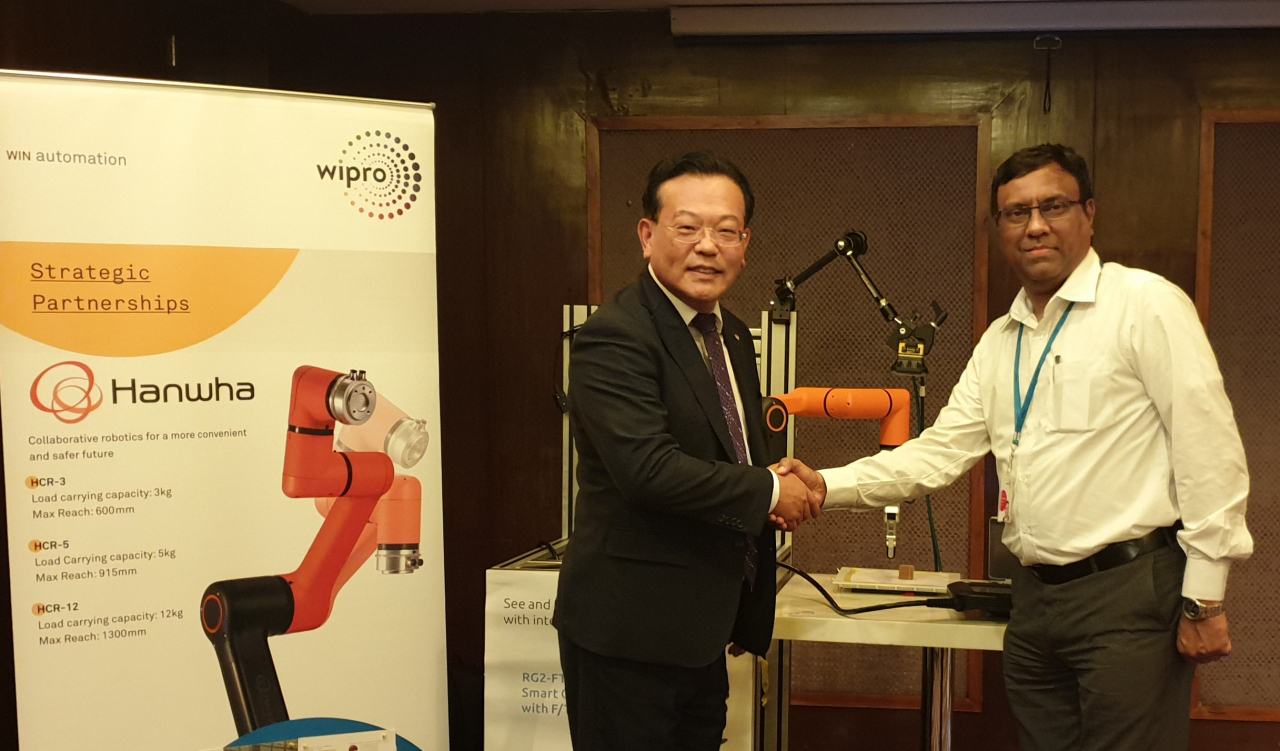 한화정밀기계-위프로(Wipro) 업무협약 체결. [한화정밀기계 제공]