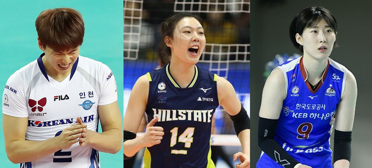 2019-2020시즌 프로배구 남녀부 연봉 1위 한선수·양효진·박정아. [연합·배구연맹 제공]