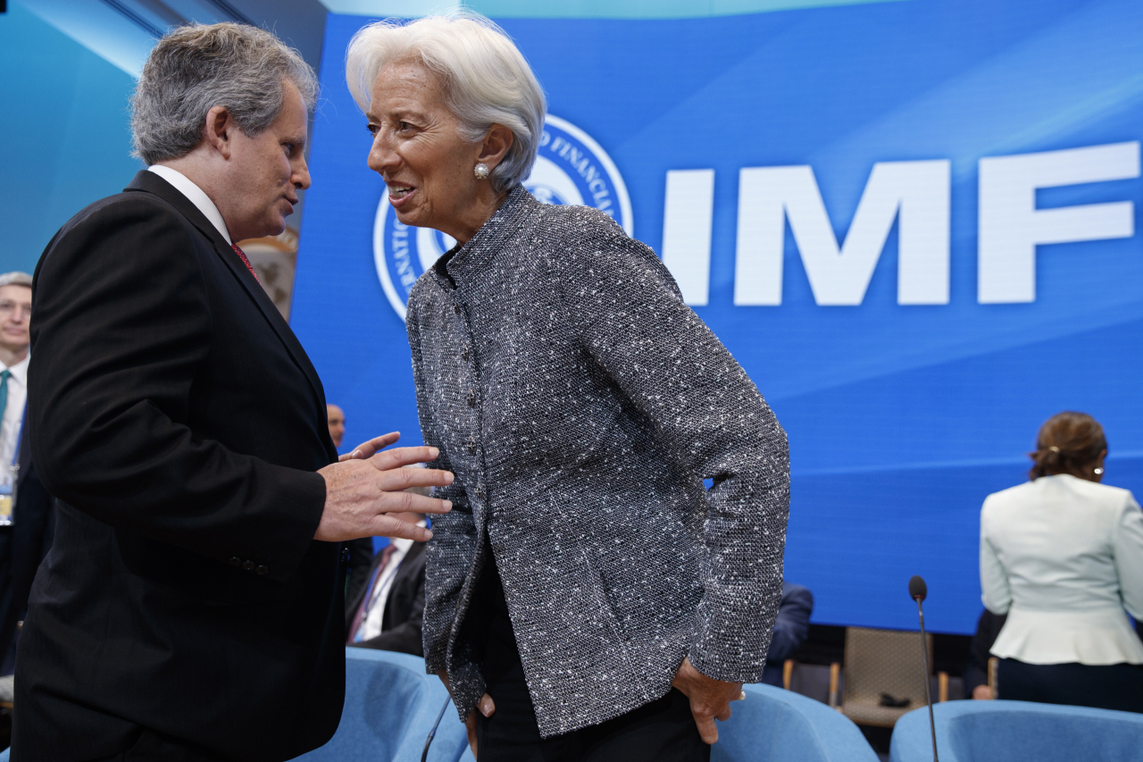 라가르드(오른쪽) IMF 총재 [EPA]