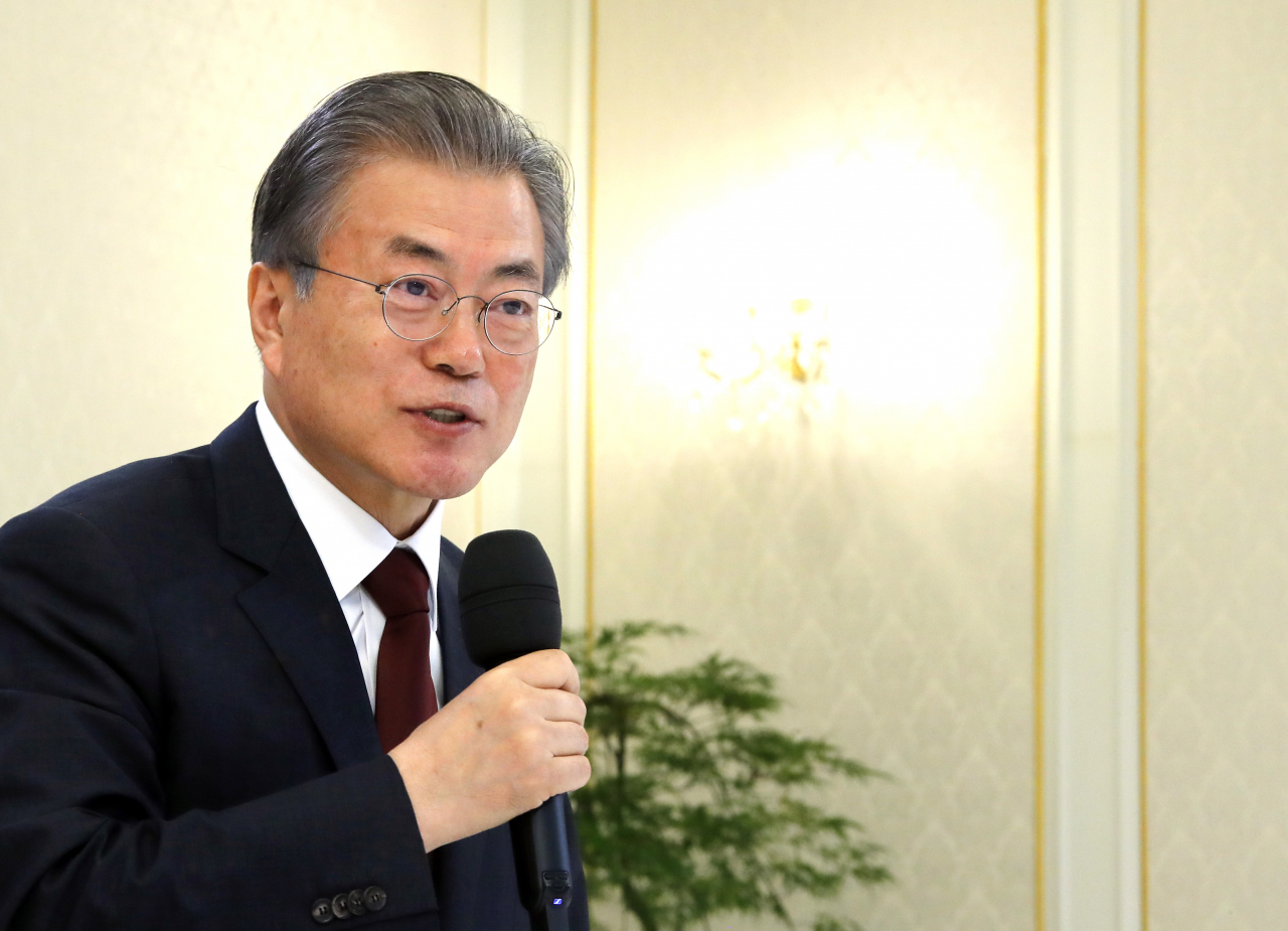 문재인 대통령이 지난 3일 청와대에서 열린 한국교회 주요 교단장 초청 오찬 간담회에서 발언하고 있다. 연합뉴스