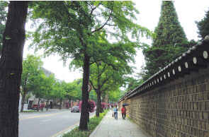 물이 있어 시원한 녹음길 ‘서울숲’.