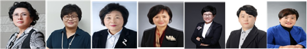 제23회 여성경제인의날에서 수상한 류병선 영도벨벳 대표(왼쪽부터), 이용숙3A대표, 김정림 비앤에이서비스 대표, 한경석 인아트 대표, 김경아 다시만난사람들 대표, 조초산 코어메탈 대표, 김미경 명성에프엔씨 대표
