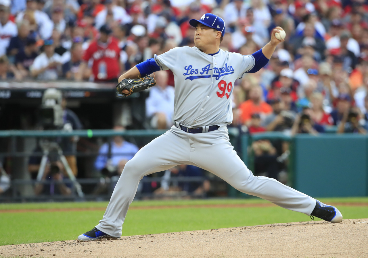 ‘2019 MLB 올스타전’ 내셔널리그 선발투수로 등판한 류현진.[EPA]