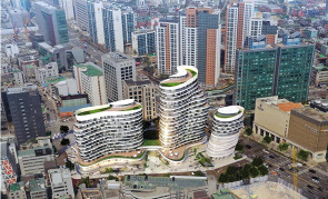 강남구 언주로 민간 체육시설 자리에 조성하는 19층 짜리 주거복합건물 조감도. 기부채납으로 공공주택 22가구와 노인·유아문화센터가 함께 조성된다.  [서울시 제공]