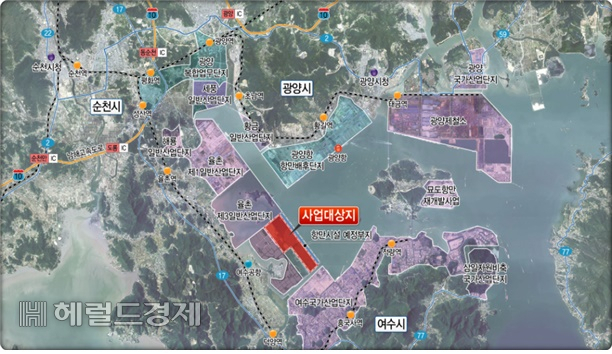 전남 여수시 율촌면 항만재개발사업 위치도. [사진=여수광양항만공사]
