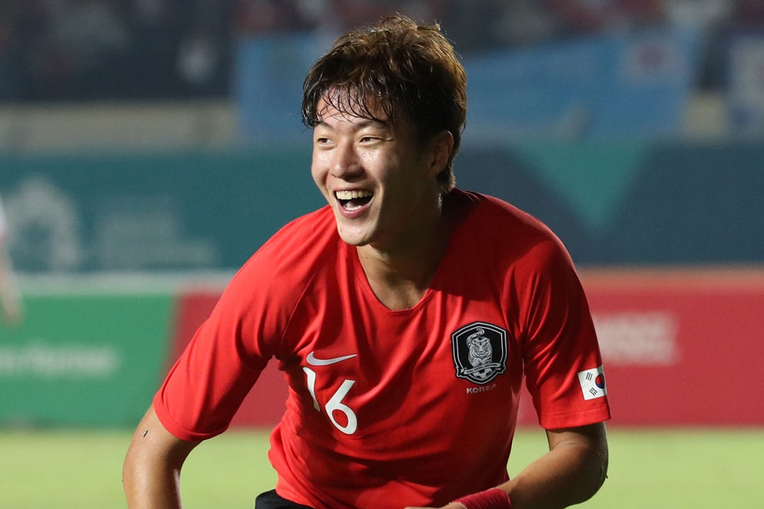 아시안게임에서 해트트릭을 기록하는 황의조 [연합]