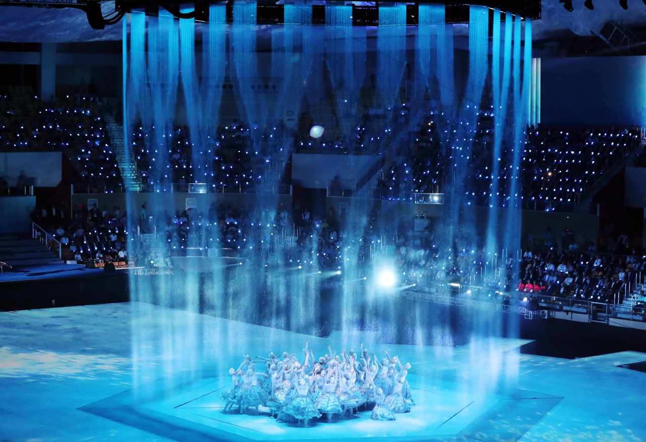 The opening ceremony of the 18th FINA World Championship is being held at the Kwangju Women's University Universiade Gymnasium in Gwangju on Friday. (Yonhap)