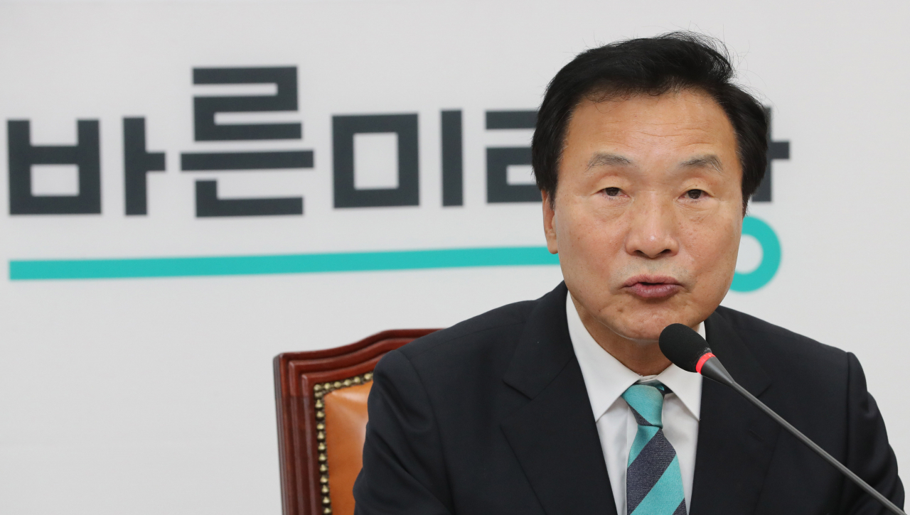 손학규 바른미래당 대표가 15일 오전 국회에서 열린 최고위원회의에서 발언하고 있다 [연합뉴스]