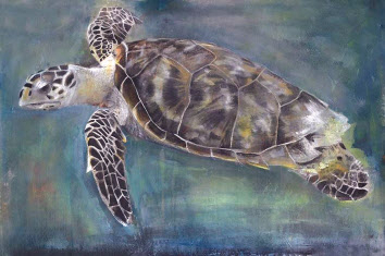 러스 로넷(Russ Ronat), 바다 거북이(Sea Turtle), Mixed media on Canvas, 180x120cm, 2018