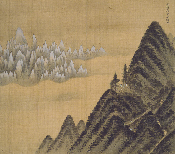 겸재 정선의 ‘단발령망금강산도’. 단발령에 올라 금강산을 바라보고 있는 장면을 담았다. 겸재가 1711년 금강산을 처음 여행하고 제작했다. 국립중앙박물관 소장 [국립중앙박물관 제공]