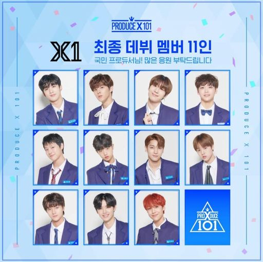 ‘프로듀스X101’ 프로젝트 그룹 ‘X1’ 멤버 11명. [엠넷 제공]