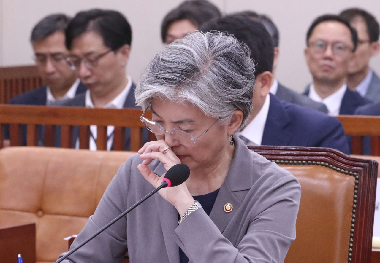 Ministery of Foreign Affairs Kang Kyung-wha attends a meeting of parliamentary committee on foreign affairs on Tuesday. Yonhap