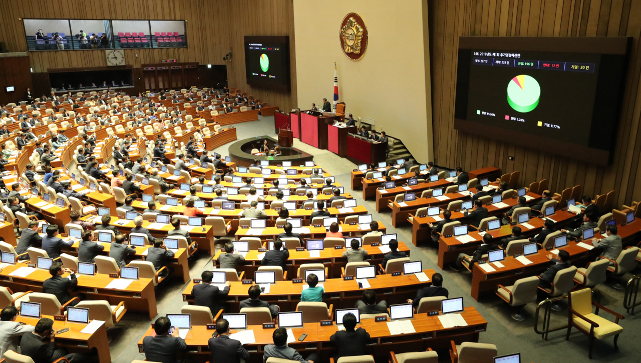 2일 오후 국회에서 열린 본회의에서 첨단바이오법 등 주요법안과 추가경정예산안이 가결됐다. [연합]