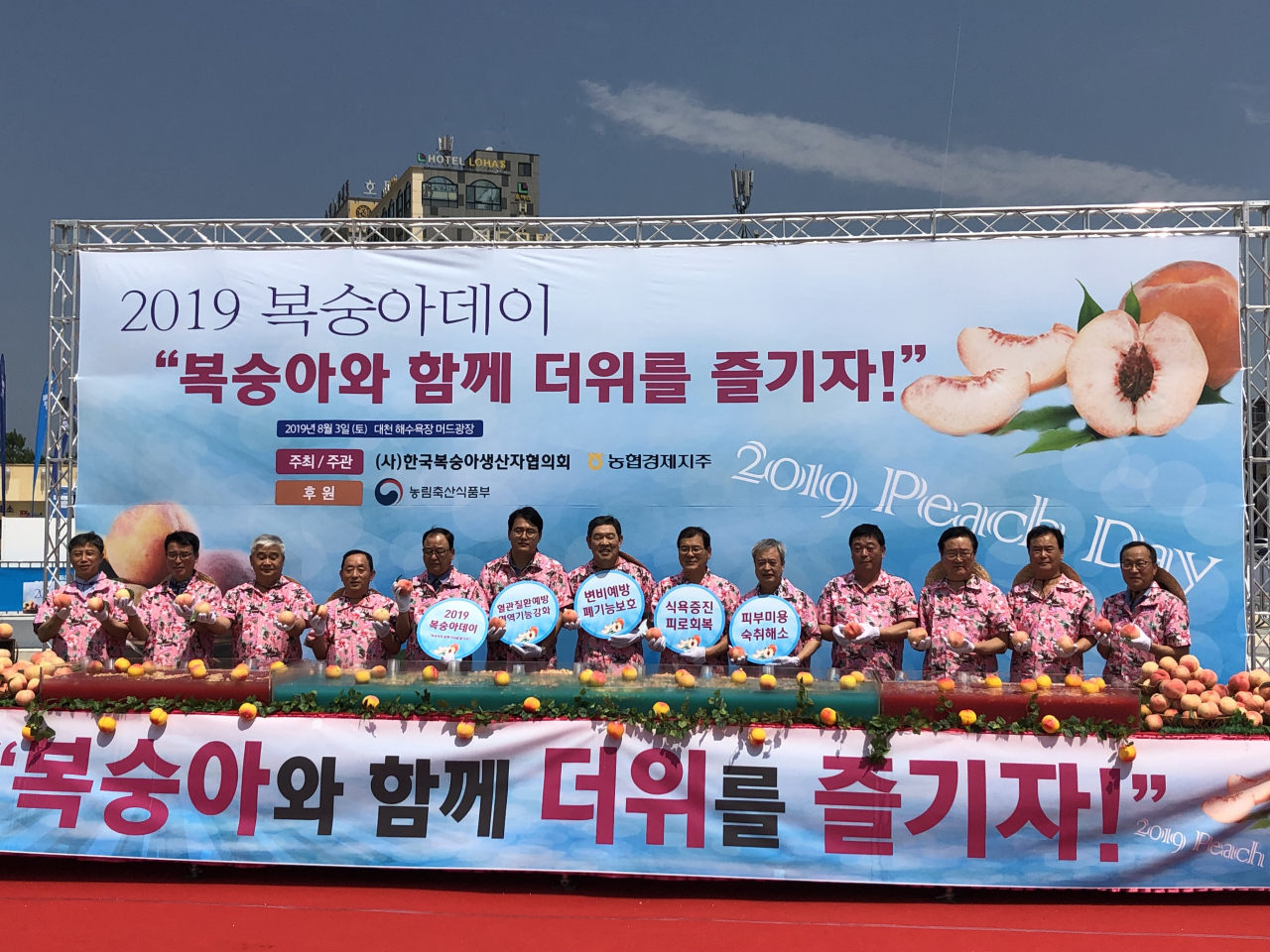 왼쪽부터 보령시지부 정낙선 시지부장, 농협경제지주 최선식부장, 춘천원예농협 김찬호조합장, 생극농협 조용호조합장, 감곡농협 권태화협의회장, 농림축산식품부 윤석중사무관, 청도농협 박영훈부회장, 화산농협 최정호조합장, 충주농협 최한교조합장, 음성농협 반채광조합장, 동춘천농협 김남진조합장, 용진농협 정완철조합장, 전주원예농협 정준완 상임이사. [농협 제공]