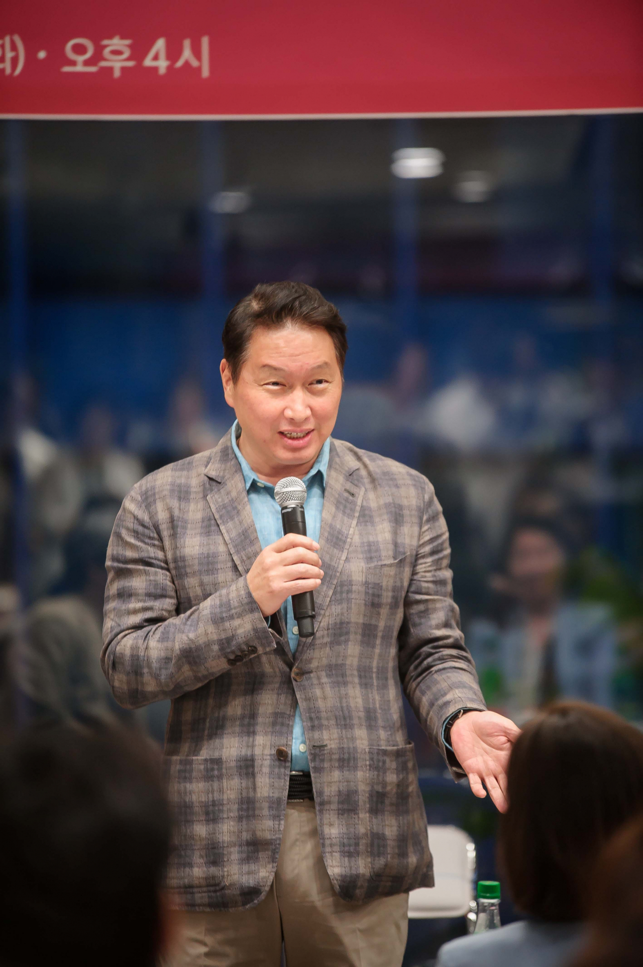최태원 SK 회장이 지난 6월 30일 서울 용산구 한남동에서 열린 사회적가치연구원 이전 개원식에서 인사말을 하고 있다. [SK 제공]