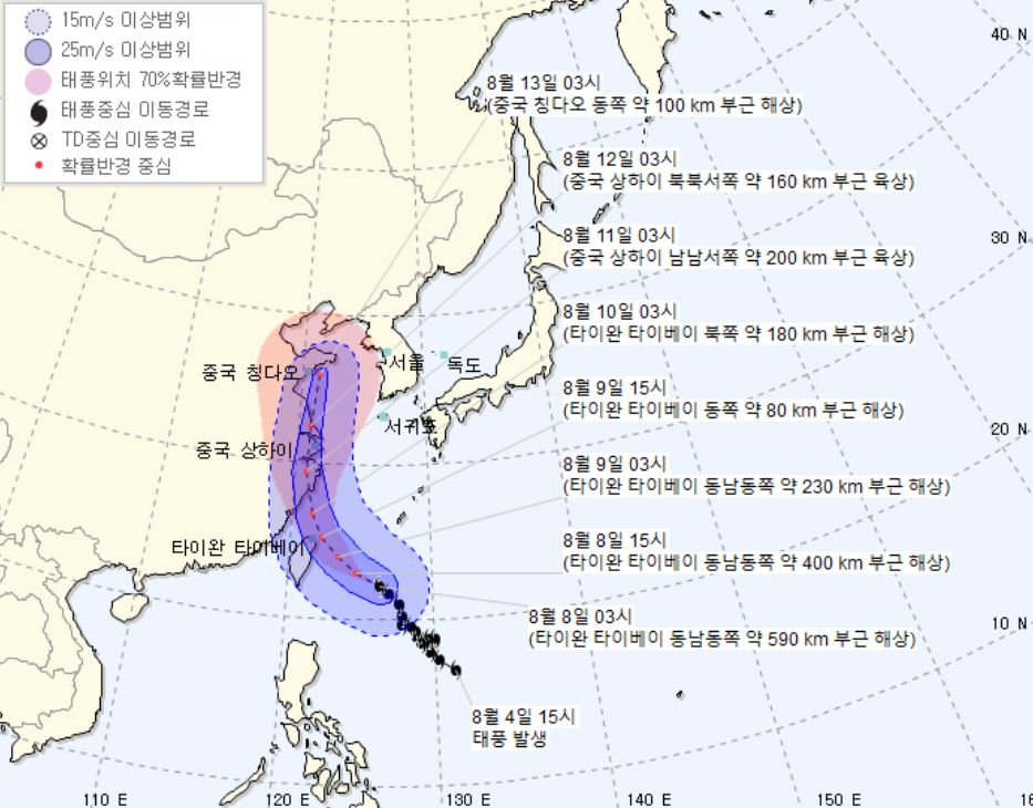 제 9호 태풍 레끼마의 예상 경로. [기상청]