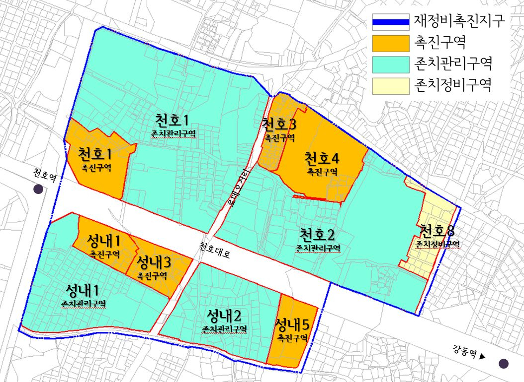 천호·성내재정비촉진지구 위치도. [강동구 제공]