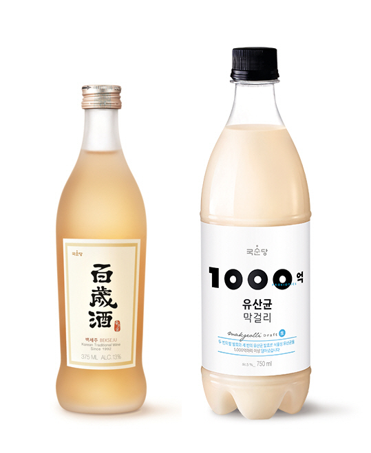 국순당 백세주, 1000억 유산균 막걸리 [국순당 제공]
