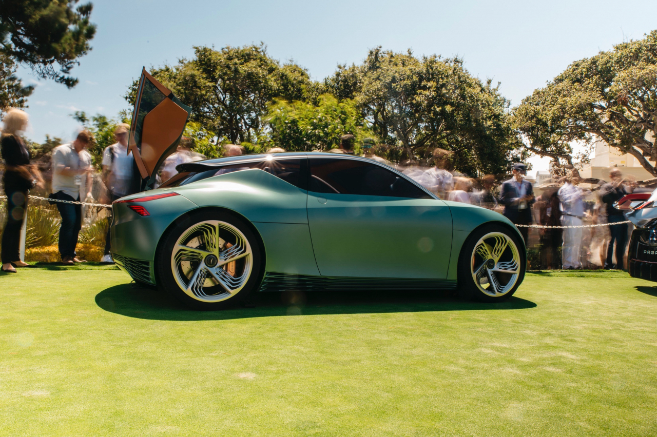 ‘몬터레이 카 위크 2019(Monterey Car Week 2019)’ 기간 중 최고의 클래식카를 뽑는 경연 대회인 ‘페블비치 콩쿠르 드 엘레강스(Pebble Beach Concorso d'Elegance)’ 현장에 전시된 제네시스 브랜드의 콘셉트카 '민트 콘셉트'. [현대차 제공]