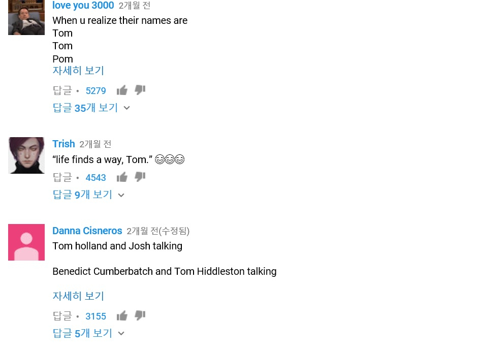 국내 유튜브 콘텐츠에 영어 댓글이 대부분 상위를 차지하고 있다 (사진=유튜브 캡쳐)