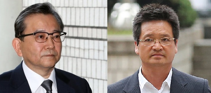 뇌물 및 별장 성 접대 혐의로 기소된 김학의 전 법무부 차관(왼쪽)과 건설업자 윤중천 씨. [연합]