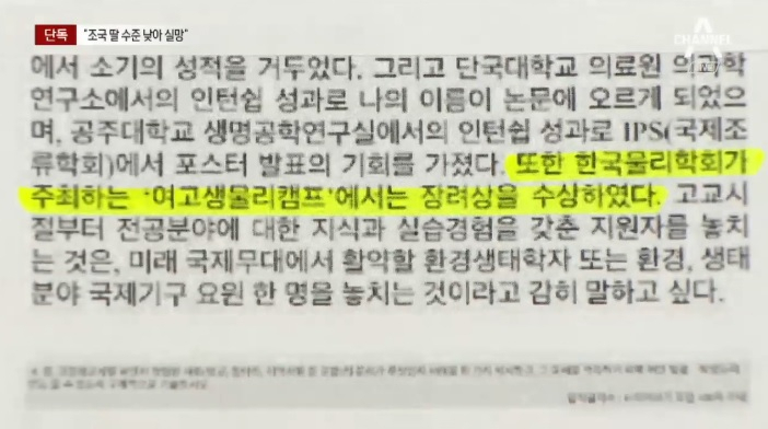 채널A 보도화면 갈무리
