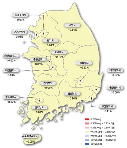 [이미지=한국감정원 주간 아파트 매매가격 동향]