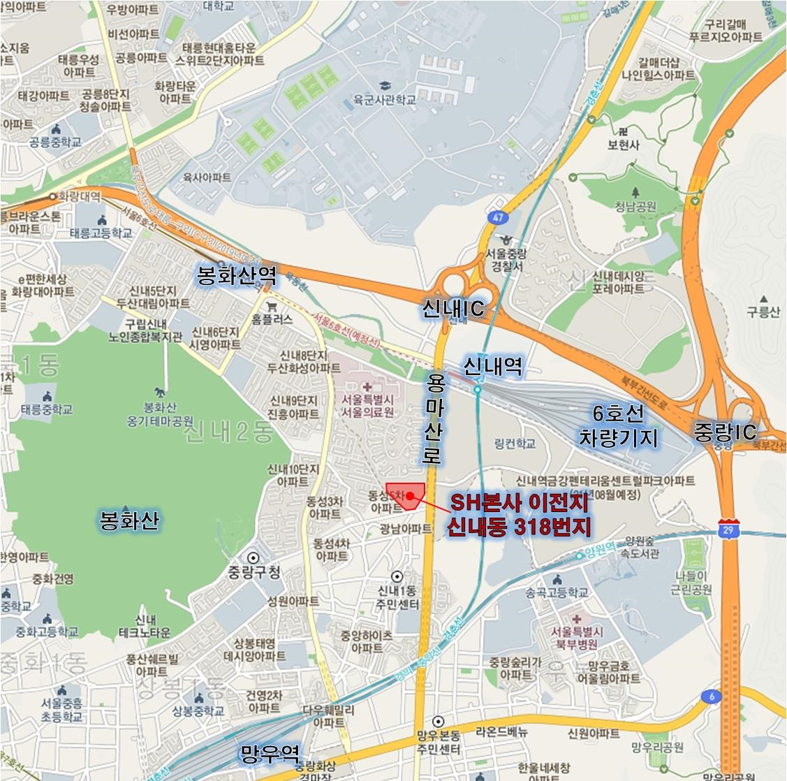 SH본사 이전 위치도.