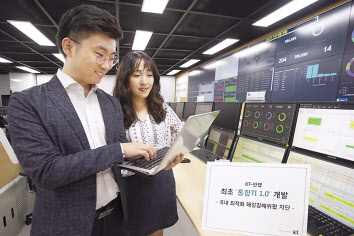 KT와 안랩은 국내 최초로 신종 및 변종 해킹에 선제 대응할 수 있는 ‘통합TI(위협정보) 1.0’ 개발을 완료했다고 2일 밝혔다. [KT 제공]