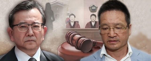 뇌물수수 혐의로 재판에 넘겨진 김학의(왼쪽) 전 법무부 차관. 건설업자 윤중천(오른쪽) 회장의 5촌 조카인 A 씨는 3일 공판 증인으로 출석, ‘별장 성 접대’ 동영상 속 남성이 김 전 차관이라는 취지의 증언을 한 것으로 전해졌다. [그래픽소스=연합]