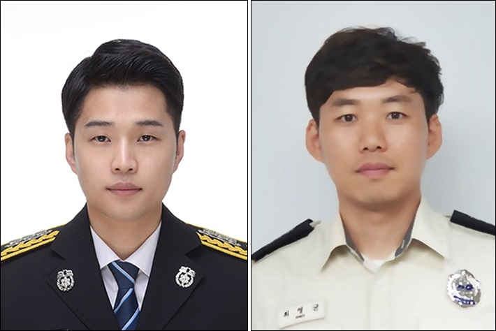 울산 중부소방서는 조민준(왼쪽) 소방교와 최영균 소방장이 한일 경제 갈등 이전인 지난 6월 일본 오키나와에 여행을 갔다가 중국인 관광객을 구한 사실이 최근 일본 언론에 소개됐다고 3일 밝혔다. [울산중부소방서 제공]