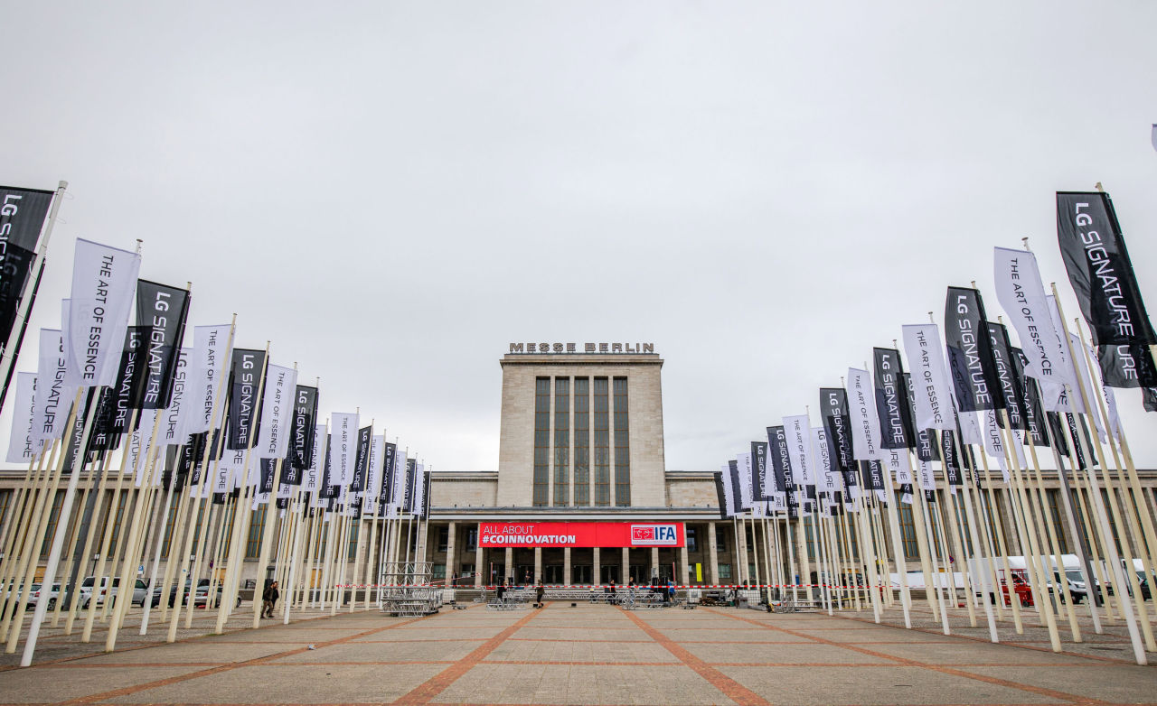LG banners are placed at the venue of IFA in Berlin, Germany.  (LG Electronics)