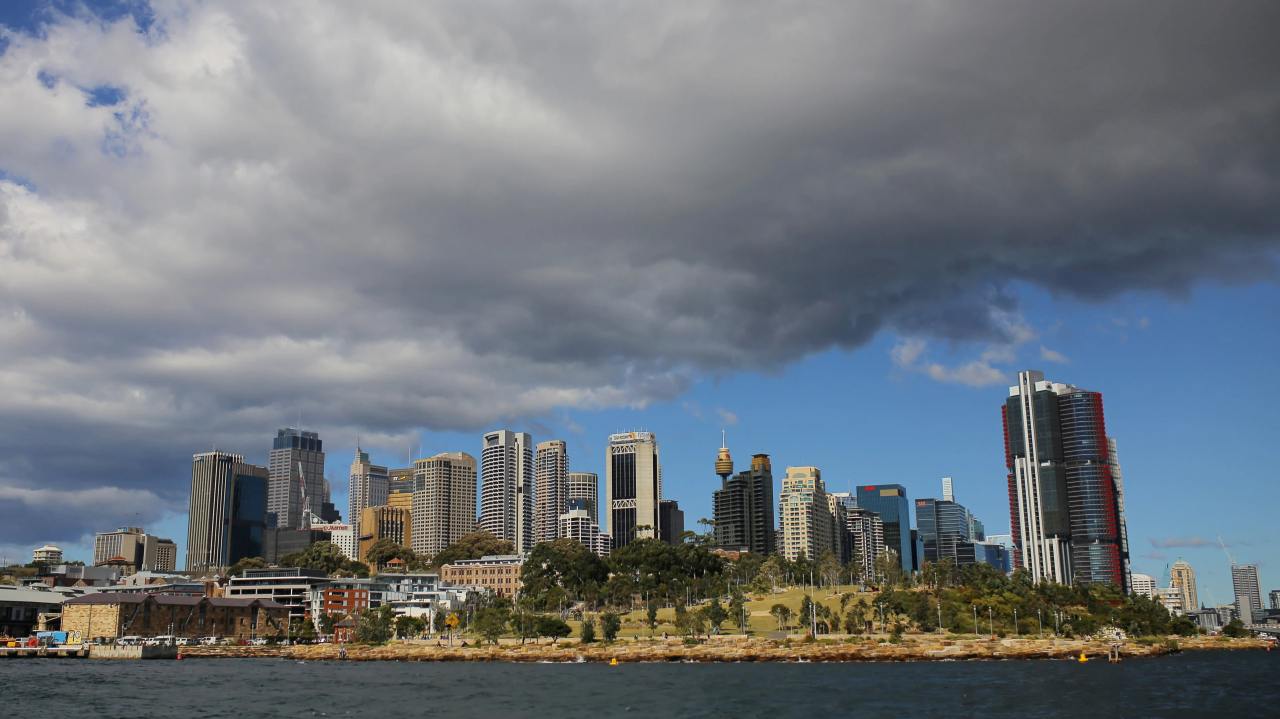 Commercial properties line the western side of Sydney's central business district. (Reuters)