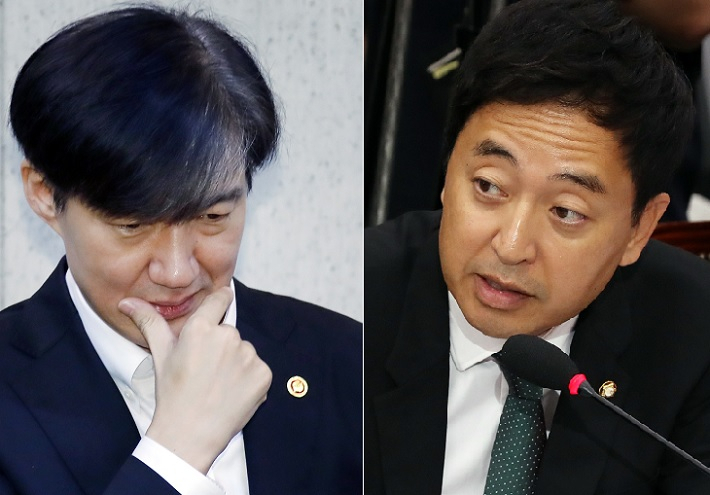 지난 6일 치러진 조국 법무부 장관 후보자와 관련한 인사청문회에서 더불어민주당 금태섭(오른쪽) 의원이 쓴소리를 쏟아내 이목을 끌었다. [연합]