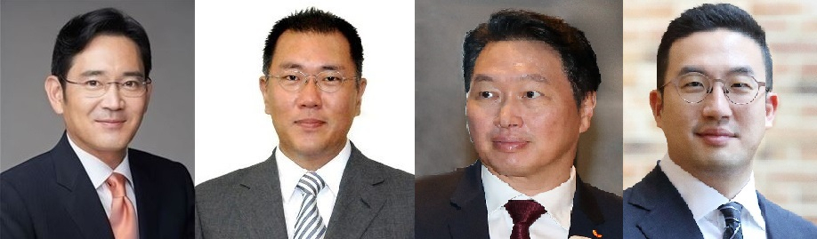 왼쪽부터 이재용 삼성전자 부회장, 정의선 현대자동차 수석부회장, 최태원 SK 회장, 구광모 LG 회장 [각사 사진]