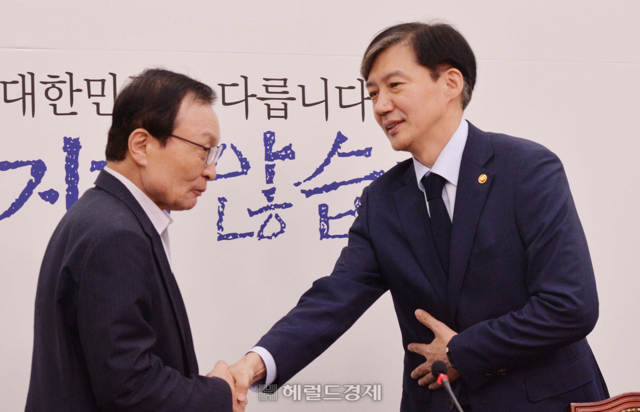 조국장관 이해찬대표 방문 정희조 기자/checho@heraldcorp.com