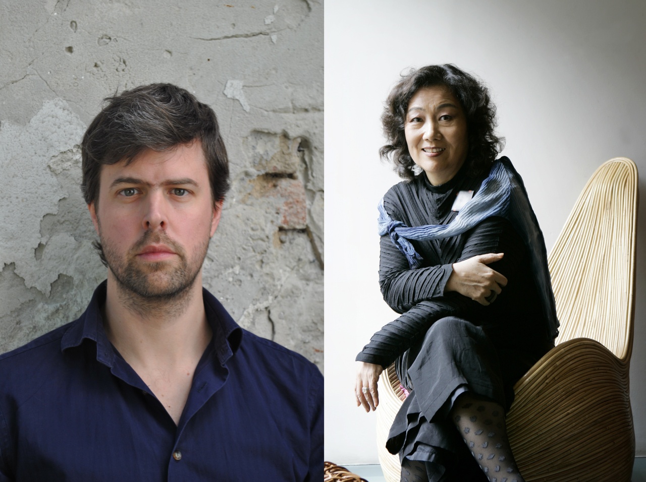 Writers David Szalay (left) and Moon Chung-hee (LTI Korea)