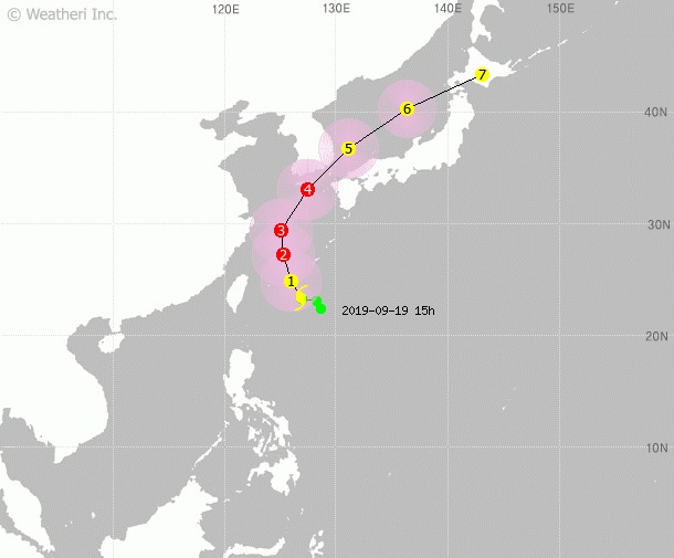 제17호 태풍 타파의 이동경로. [사진제공=weatheri]