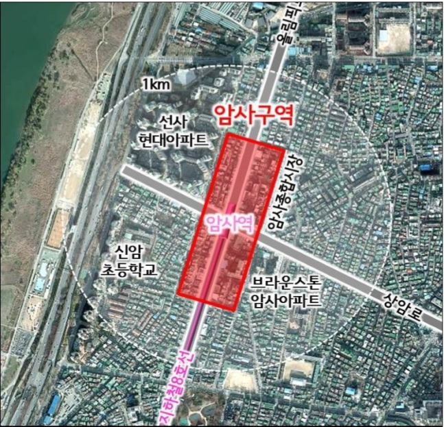 서울 암사 지구 위치도 [서울시 제공]