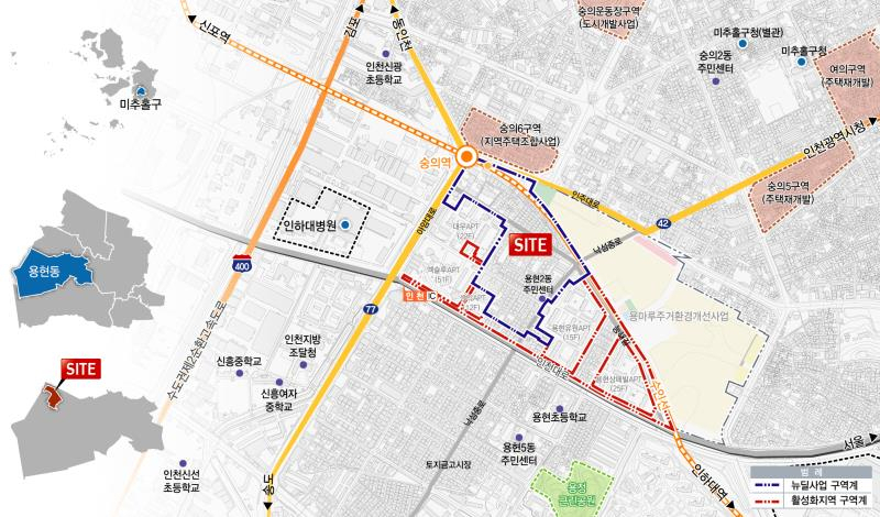인천 용현동 ‘비룡공감 2080’ 국토부 뉴딜사업 위치도