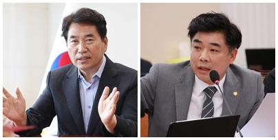 백군기 용인시장(왼쪽)과 김병욱 국회의원(오른쪽)