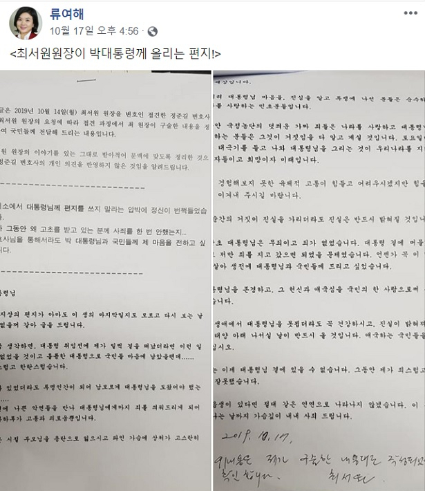 [류여해 전 자유한국당 의원 페이스북 캡처]