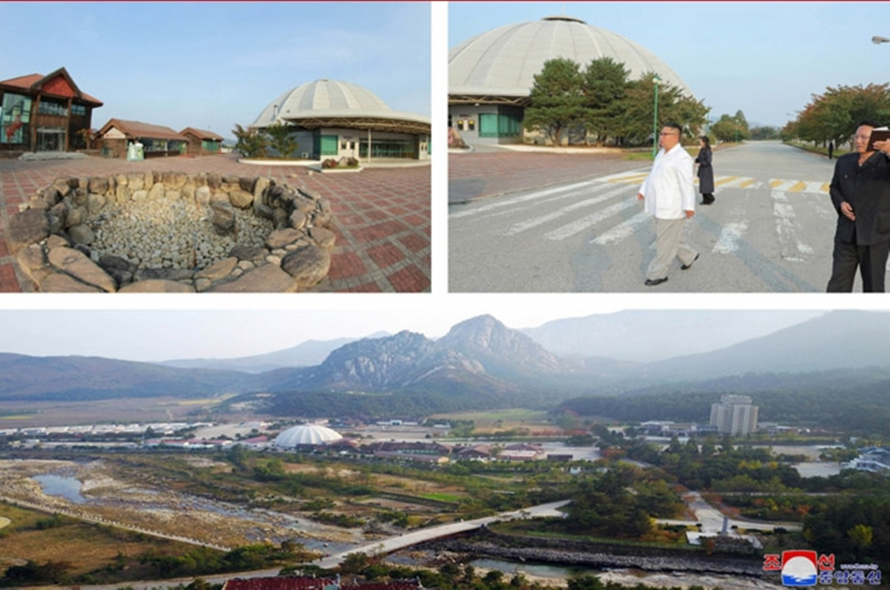김정은 북한 국무위원장이 금강산관광지구를 현지지도하고 금강산에 설치된 남측 시설 철거를 지시했다고 조선중앙통신이 23일 보도했다. 조선중앙통신이 공개한 금강산관광지구 사진. 연합뉴스