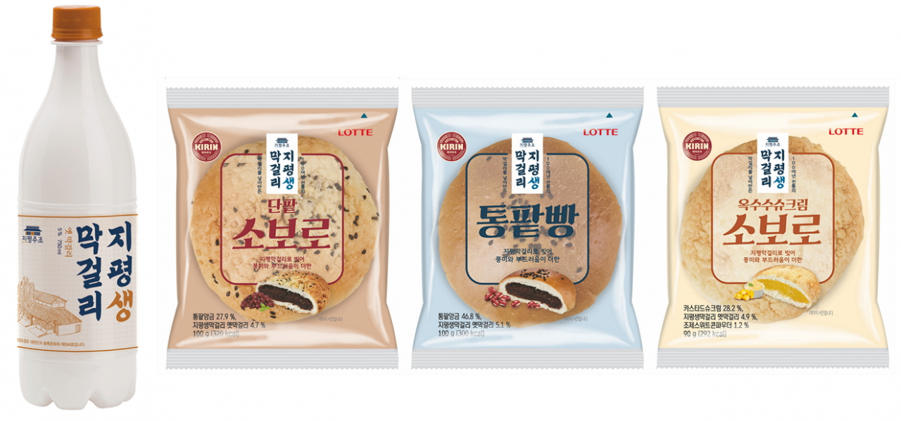 지평 생막걸리와 롯데 기린의 양산빵 제품 이미지 [제공=지평주조]