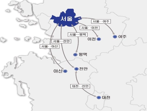 고속버스 정기권 시행노선도 [국토교통부 제공]