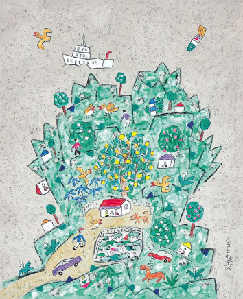 이왈종 / 제주생활의 중도 / 캔버스에 유채 / 65.1&times;53cm (15호)[헤럴드아트데이 제공]