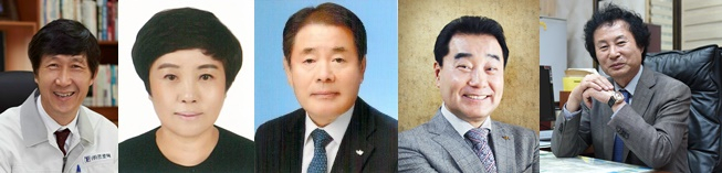 사진 왼쪽부터 이용범 대표, 김정설 대표, 김영구 대표, 이학재 회장, 송경현 대표.
