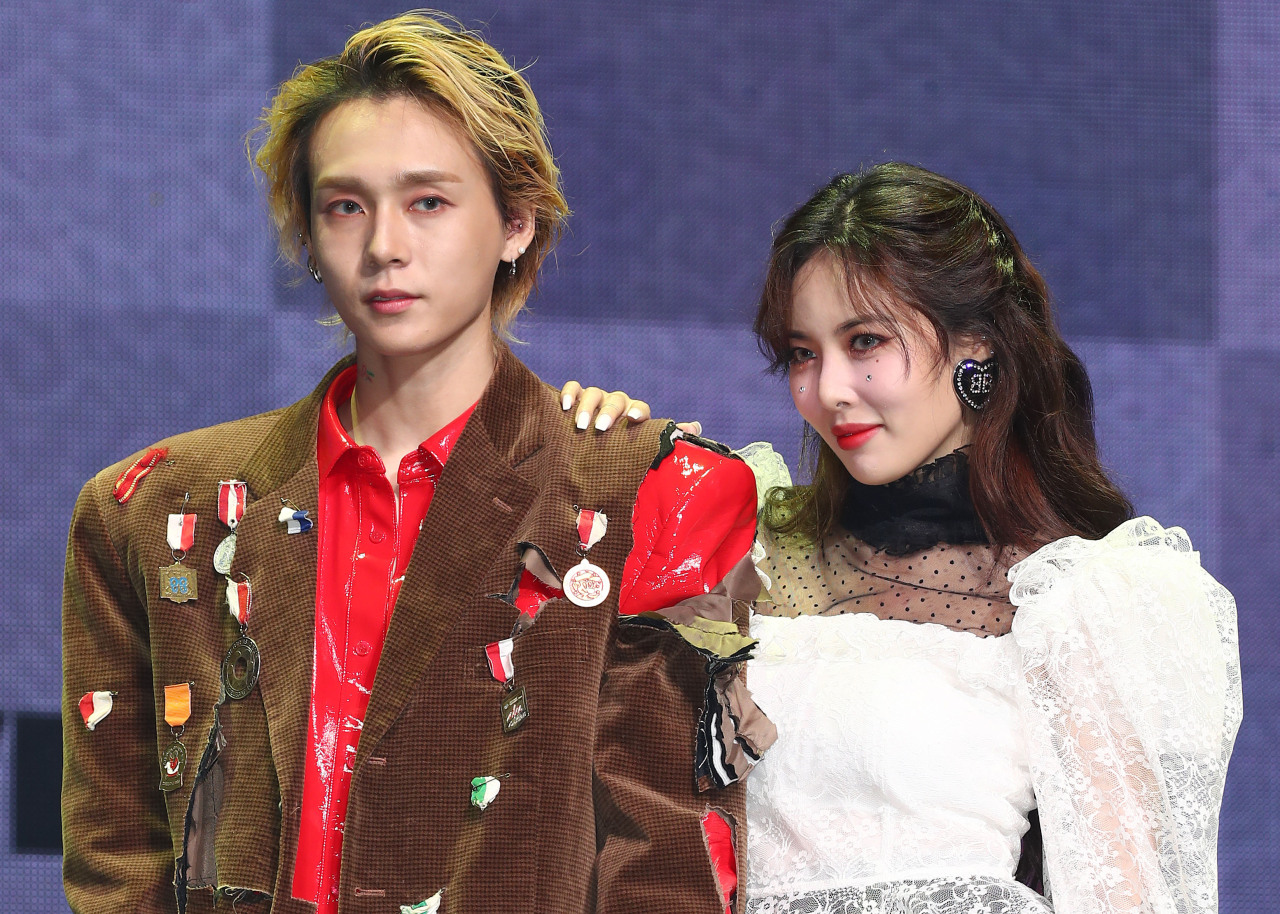 Dawn on stage during the November 5 2019 P NATION press showcase where his solo debut Money was released alongside HyunA's Flower Shower